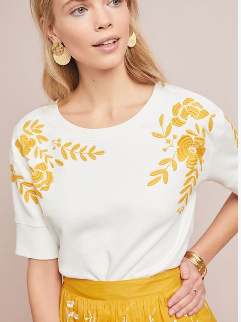 Maeve by Anthropologie - the Vineland Embroidered Sweatshirt. Size Small. Ivory